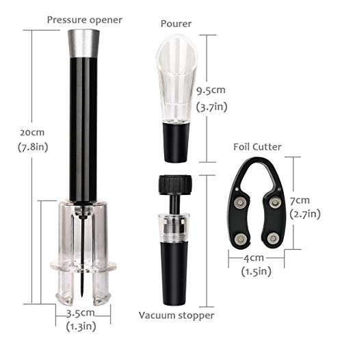 NewZexi 4-in-1 Wijnopenerset, Luchtdruk Wijn Kurkentrekker Flesopener + Wijn Beluchter Schenker + Wijn Vacuüm Stop… - Afbeelding 8