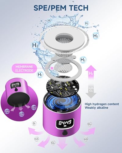Image of Hydrogen Water Bottle - Portable, Rechargeable, LED Timer, Aluminum and Glass, 5000 PPB Hydrogen in 10 Minutes, for Husband, Father, Friend & Family, for Sports, Home, Office (Purple, 340ml)