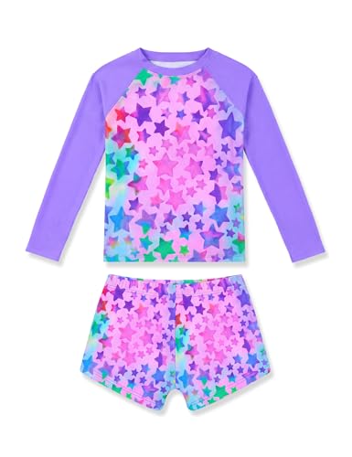 Image of Girls Rash Guard Swimsuit Two Piece Long Sleeve Bathing Suits
