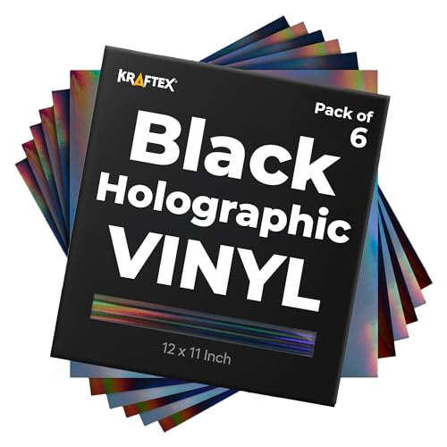 Black Metallic Vinyl Holographic & Oil Slick Vinyl Permanent for Cricut: [6PK, 12 x 11 inch] Black...