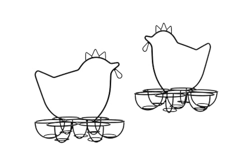 Egg Holder ¨C 2-pcs Chicken Egg Holder for Counter ¨C Metal Mesh Fresh Eggs Rack ¨C 7 Slots, Can Fit up to 12 Eggs ¨C Decorative Iron Rack for Kitchen, Pantry, Easter, Centerpiece