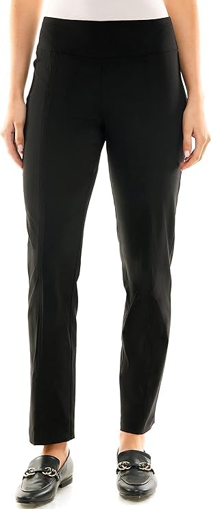Zac & Rachel Women's Millennium Fabric Pull-On Slim Leg Pant, Black, 16S