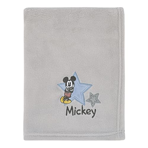 Image of NoJo Disney Mighty Mickey Mouse with Star Applique Grey Super Soft Baby Blanket