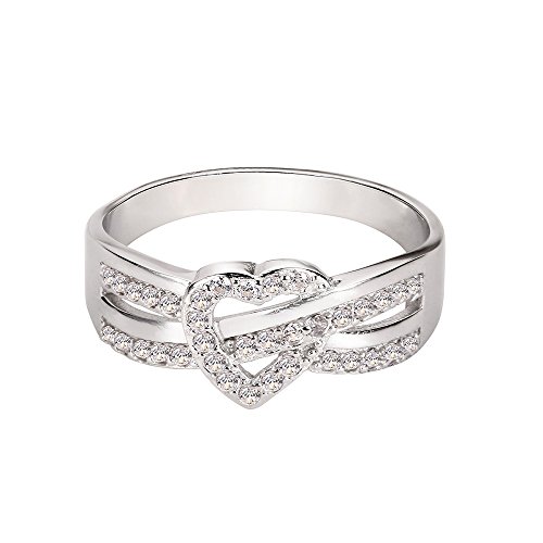 Closeoutwarehouse Cubic Zirconia Iced Infinity Heart Knot Ring Sterling Silver Size 9 #TOP2