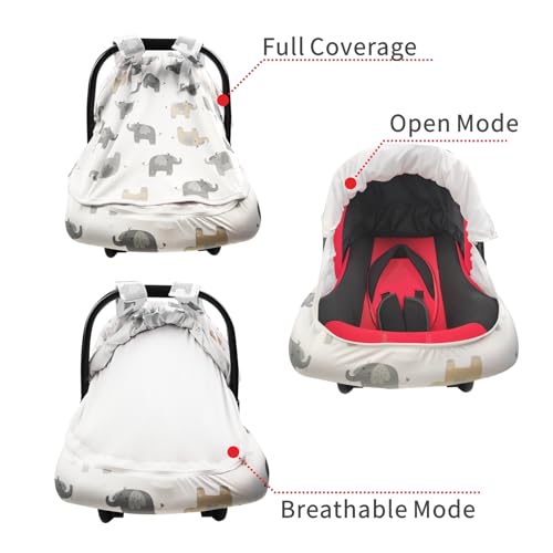Image of Baby Car Seat Canopy Cover, Breathable Sun Shade, Full Privacy for Newborns & Infants, Universal Fit for Boys & Girls