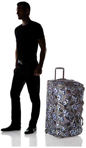 Vera Bradley Recycled Lighten Up Reactive XL Foldable Rolling Duffle Luggage, Blooms Shower