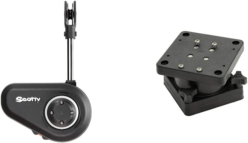 Scotty 2500 Electric Line Trap and Pot Puller (100-Pound Trap Capacity), Black & #1026 Swivel Pedestal Mount for All Downrigger Models BLACK Small