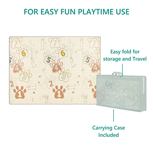 Dream On Me Play Time Reversible Baby Play Mat Foldable Extra Large Thick Foam Crawling Playmats For Toddlers Waterproof Portable Playmat Yoga/Picnic/Game Mat Indoor/Outdoor, Happy Animals Footprint #TOP4