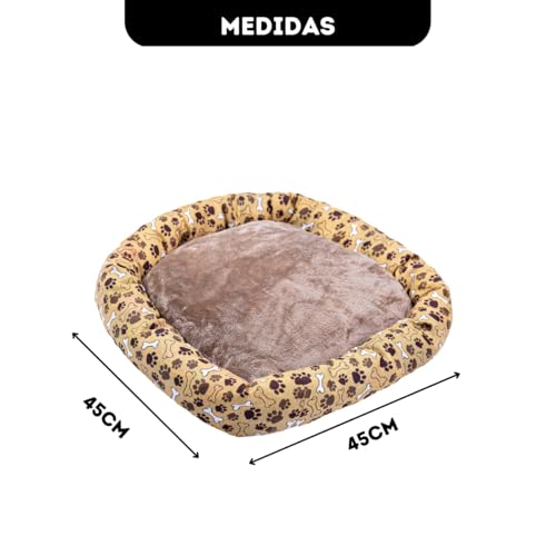 Caminha Pet P - Cama pet PEQUENA - FUNDO IMPERMEAVEL E COM ZIPER (BEGE, P - 45x45cm)