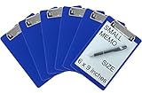Trade Quest Memo Clipboard 6'' x 9'' Low Profile Clip Plastic (6-Pack) (Dark Blue)