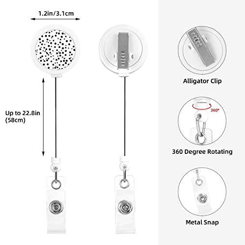 Retractable Badge Holders By Black And White Polka Dot Durable Stylish Convenience #TOP3