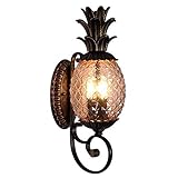クリスタルシャンデリア、LEDシーリングライトアメリカ国レトロクリエイティブパイナップル屋外用ウォールランプヨーロッパの中庭ヴィラウォールライト外観バルコニー防水サテンガラス壁Sconce Garden Fence Corridor Metal Wall Lantern E14