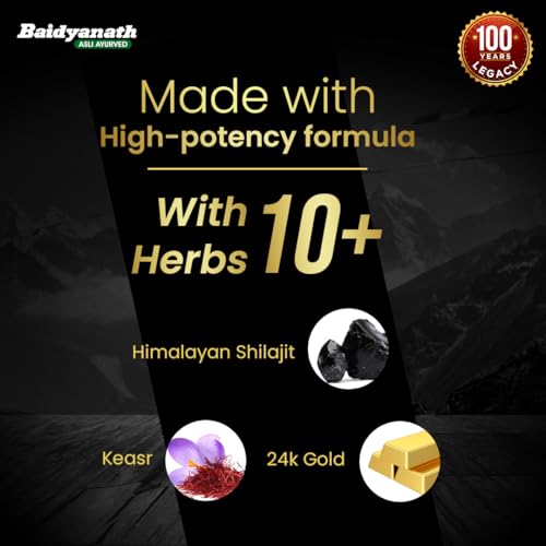 Image of Baidyanath Himalayan Shilajit Gold | Ayurvedic Blend with Pure Shilajit, Gold, Silver & Herbal Extracts | Supports General Wellness & Daily Vitality | 20 Capsules