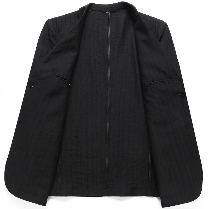 Men's Striped Casual Korean Style Slim Fit Suit Jacket Lightweight Lapel Two Button Sport Coat2