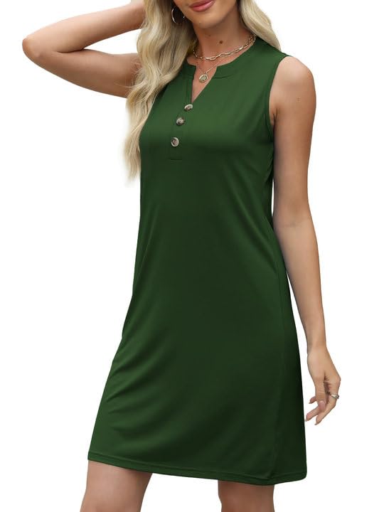 Image of XMTOPYE Women Summer Dresses 2025 Beach Fashion Vacation V Neck Sleeveless Sundresses Casual Work Dress