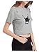 SweatyRocks Women's Short Sleeve T Shirt Graphic Print Distressed Crop Top Gesture Light Grey X-Large