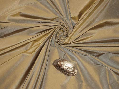 Tissu 100% pure soie doré et bleu de 137 cm pour haute couture raffinée
