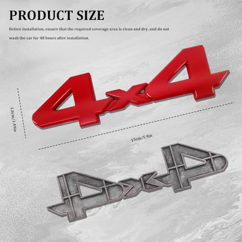 Image of 4x4 Emblem Sticker, Metal Car Emblems, 3D Fender Badge Decal Car Sticker, Universal 4X4 Emblem Badge 3D Logo Car Exterior Accessories Fit for SUVs Trucks Pickups (4X4, Red)