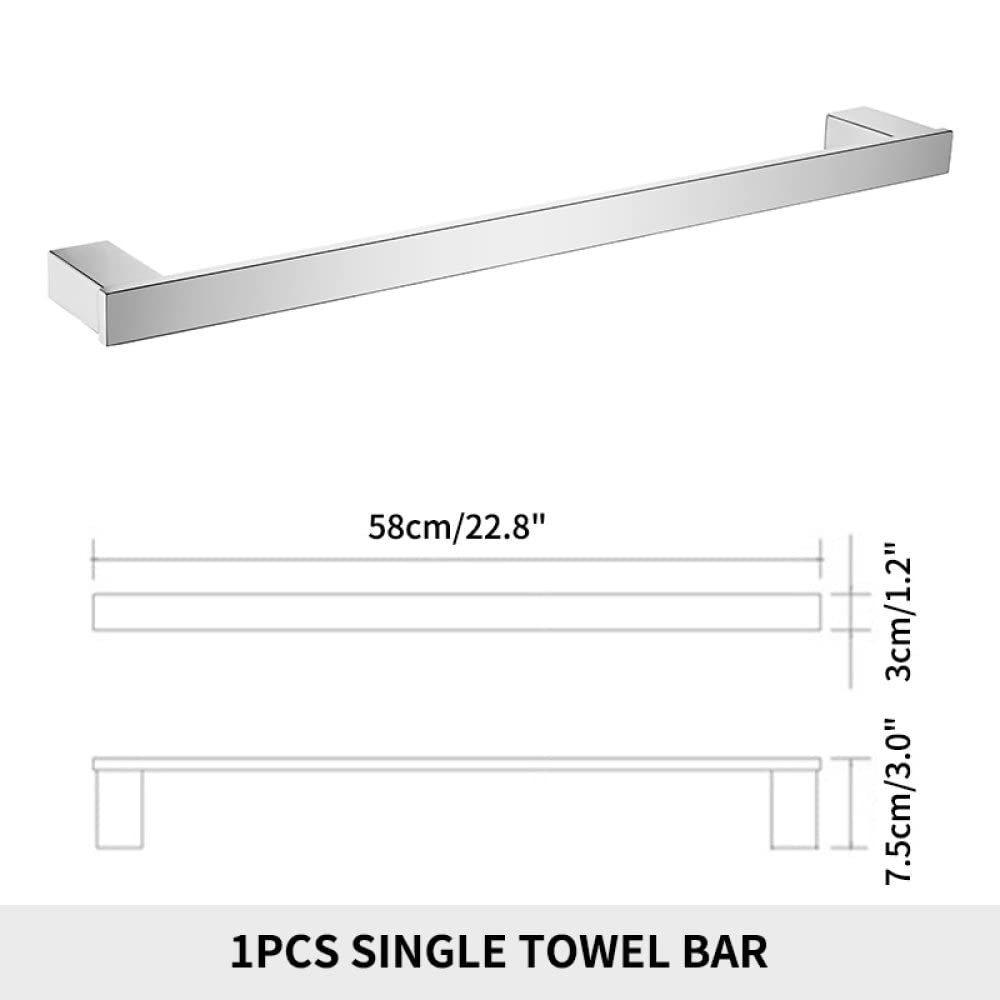 Set di accessori da bagno in acciaio inox, mensola da parete, porta asciugamani, porta scopino, porta rotolo di carta e portasapone, accessori da bagno per spazi moderni