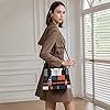 NICOLE & DORIS Mode Handtasche Damen Klassische Handtasche Karierte Tasche PU Leder Schultertasche Henkeltasche Frauen Umhängetasche Designer Tote Bag mit Anhänger Kaffee #1