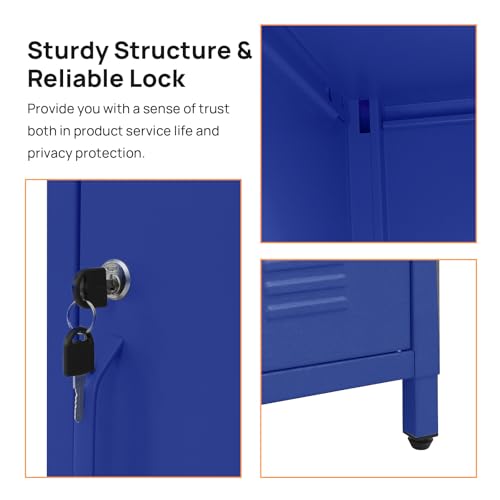 Image of ALBAD Metal Nightstand with Lockable Cabinet