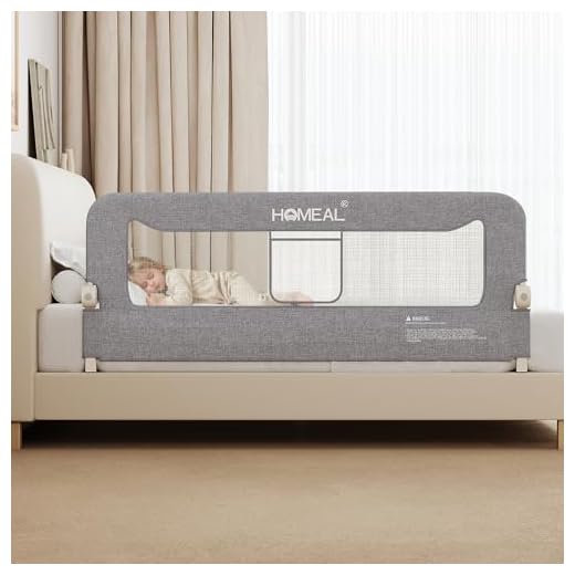 HOMEAL Bed Rail for Toddlers, 59in Swing Down Baby Bed Rail Guard, Toddler Bed Rails for King Size Beds, Twin, Full, Queen, Bed Guard Rail for Toddlers, Grey