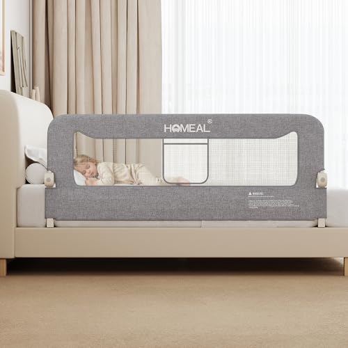 HOMEAL Bed Rail for Toddlers, 59in Swing Down Baby Bed Rail...