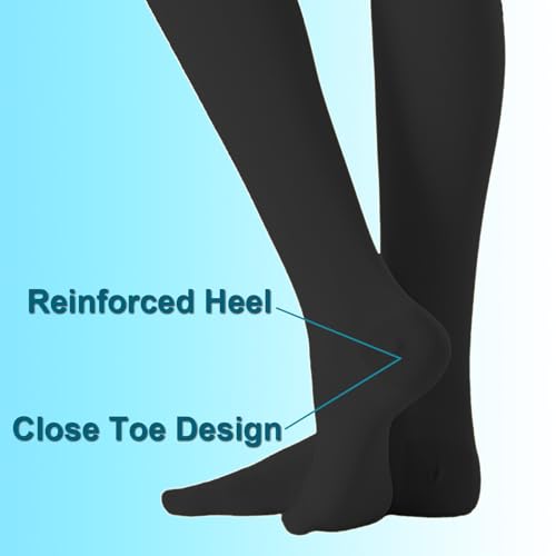 Image of Medical Compression Pantyhose For Women & Men,20-30mmHg Graduated Support Hose Tights,Opaque Close Toe Waist High Compression Stockings For Varicose Veins,Swelling,Edema,Flight