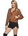 Tanming Women's Faux Leather Moto Biker Short Coat Jacket (Suede-brown-M)
