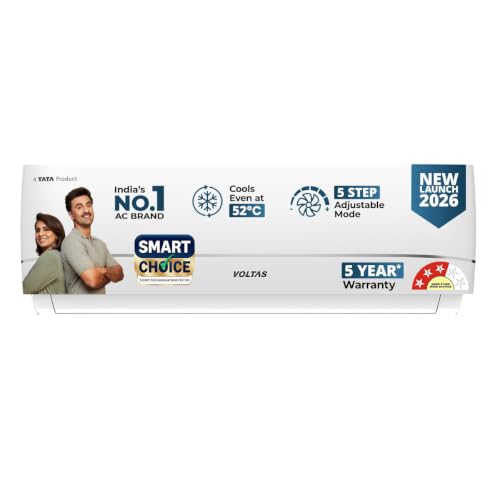 Image of Voltas Smart Choice 1.42 ton 3 star, New star rated, Inverter Split AC(Copper, Convertible 5in1 Cooling Mode, 2-Way AirSwing, Anti-dust Filter with Anti Microbial Coating, 183INV CAV,2026 Model,White)