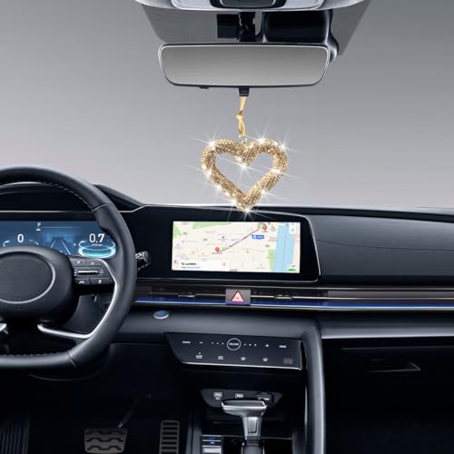 image for Mandark Bling Heart Car Hanging Accessories, Crystal Rhinestone Vehicl
