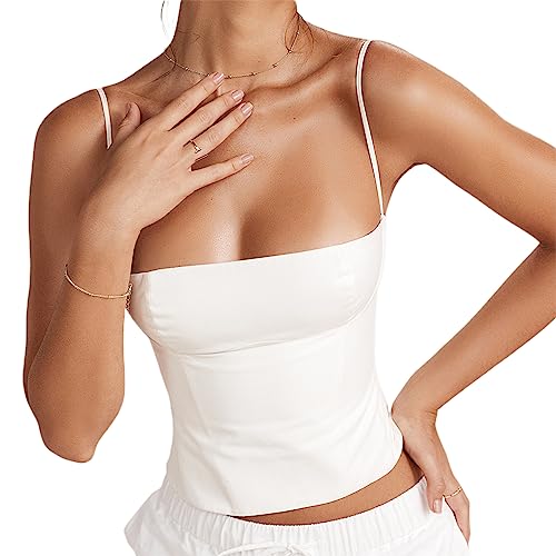 Women's Sexy Summer Solid Color Fitted Sleeveless Backless Cropped Cami Tops for Party Night Out4