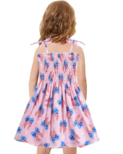 CM-Kid Girls July 4th Dress Red White Blue Star Toddler Patriotic Outfit American Flag Sundress 2-8 Years4