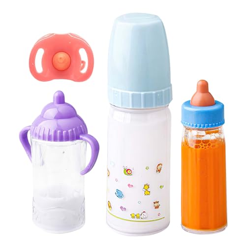 2 botellas mágicas grandes de 15,2 cm, botellas mágicas para muñecas, botellas mágicas de desaparición, biberones de leche mágica, juego de juguetes de alimentación para muñecas, con chupete