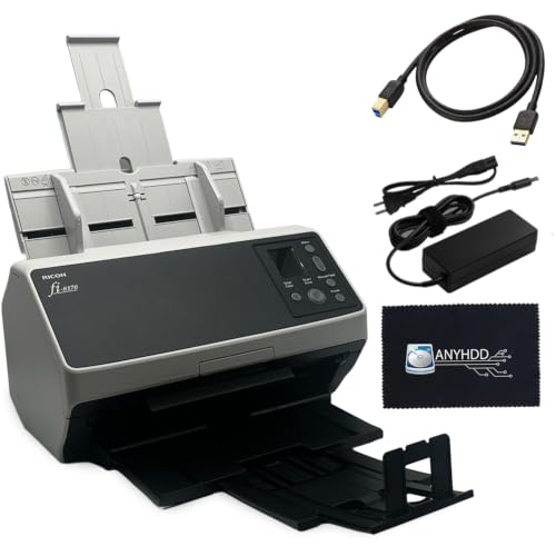 Image of Fi-8170 Professional High Speed Color Duplex Document Scanner -1 Year Warranty, Network Enabled, Scanner High Volume with Power Adapter + USB 3.2 Cable + Microfiber Cloth Included