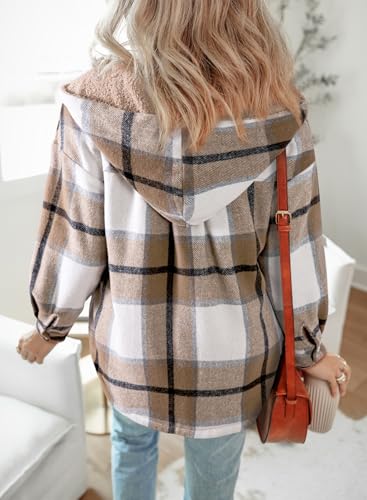Dokotoo Winter Coats for Women Jackets Flannel Shirt Shackets for Women Clothing 2025 Sherpa Fleece Jackets Hooded Clothes Oversized Fleece Jacket 2025 Fall Fashion Button down Coat Women's Shacket