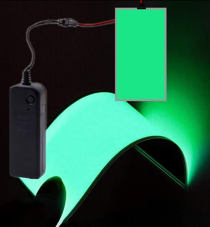 Ourbest EL Sheet Lights, Soft Electroluminescent Panel Light Luminescent Paper Sheet DIY Lights Cuttable 12X5CM 3 Modes Continuous/Slow Flash/Fast Strobe (green)