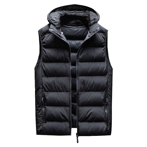 Gilet hiver homme sans manches veste matelassée à capuche sport travail ZDJSWJ