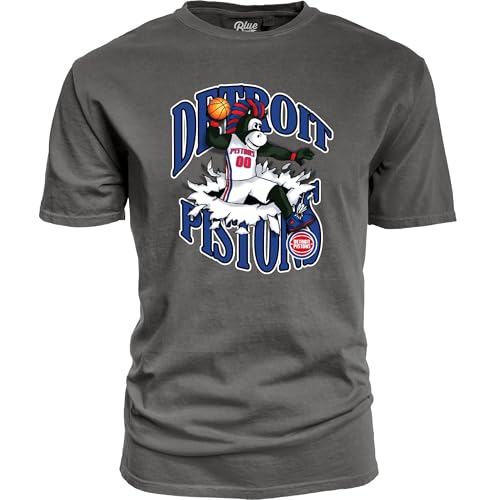 Detroit Pistons NBA Officially Licensed T-Shirt Ringspun Slam Mascot Black, Large