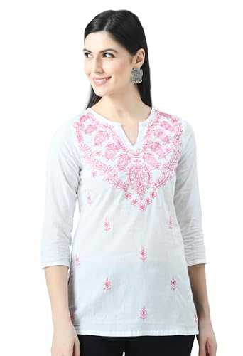 Image of QAZMI Women's Cotton Straight Embroidered Kurti