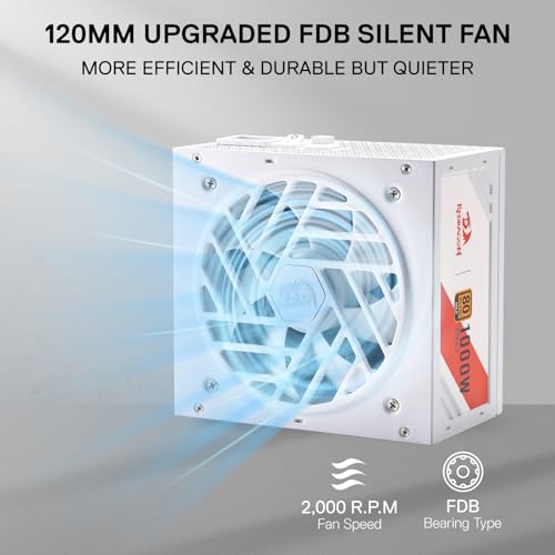 Image of Redragon RGMS-1000W PRO 80+ Gold 1000 Watt Power Supply w /Upgraded ATX 3.1 & PCIe 5.1 Fully Modular, Compact 150mm Size, Smart ECO Low Noise Fan, 100% Japanese Capacitors, Full Mod Cables