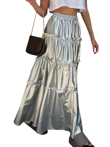Jupe trapèze plissée taille haute confort en simili cuir souple