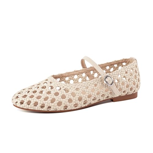 Image of Ballet Flats Mesh Shoes for Women Mary Janes Flats | Wide Feet Options, Woven Mesh Flats, Soft Cushion, Comfortable Ballerina Flats, Casual, Dress Shoes, Daily, Work, Versatile