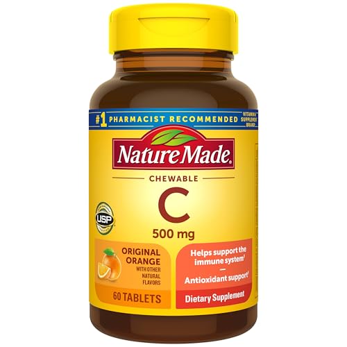 Nature Made Chewable Vitamin C 500 mg for Immune Support 60 Tablets