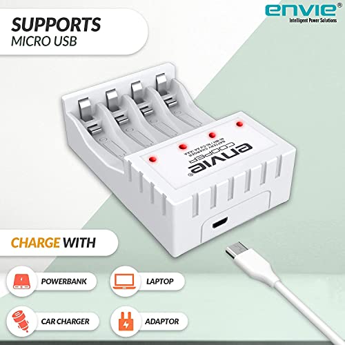 Image of ENVIE (ECR 20 MC+4xAA2800) Standard Rechargeable Battery Charger for AA & AAA Ni-mh /Ni-Cd with Batteries