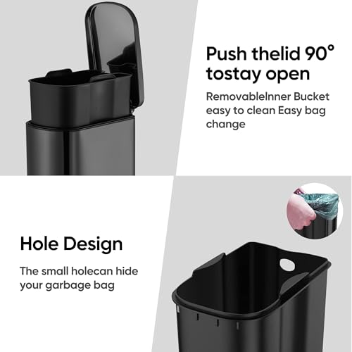 Caneca de basura rectangular acero inoxidable 10 L miniatura 5