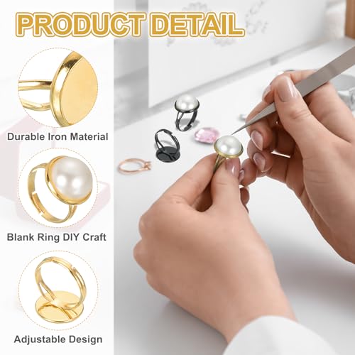 Base de bague vierges pour fabriquer bijoux réglables colorés