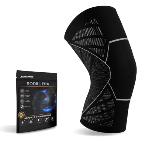 KERD_DANS Rodillera de Compresión para Menisco y Ligamento, Rodillera Deportiva para Tendinitis, Rodillera Rotuliana Estabilizadora de Sujeción de Ligamentos y Tendón Rotuliano. (Gris, Large)