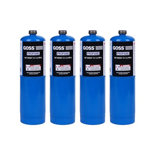 GOSS Standard Propane Fuel Cylinder/Canister-Pack of 4, 14.1oz/Bottle