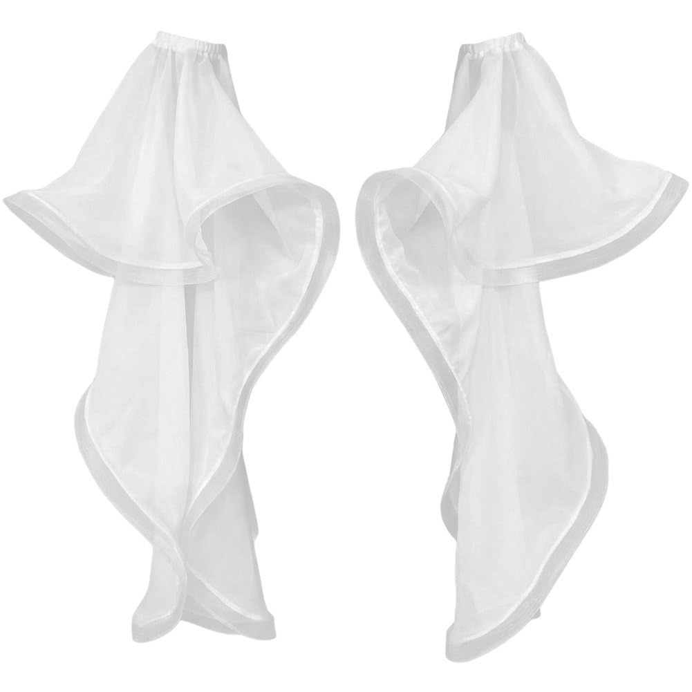 Sslvya Belly Dance Arm Sleeves Long Chiffon Arm Cuffs Elegant Detachable Sleeves for Wedding Dress Ethnic Dance Costume Accessory